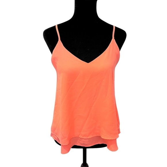 Y2K Shinestar Bright Coral Cami Tank Top Spring Neon Dinner Club Goingout 90s - Picture 1 of 9